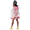 Кукла Барби Barbie BMR1959 Fully Poseable Curvy Fashion Doll, Clear Vinyl Bomber Jacket & Floral Hoodie Dress