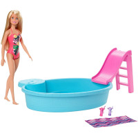 Игровой набор Кукла Барби с бассейном ​Barbie Doll and Pool Playset with Slide, Blonde