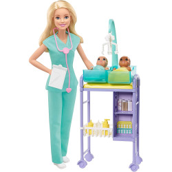 Кукла Барби Я могу быть Педиатр Barbie Baby Doctor Playset with Blonde Doll