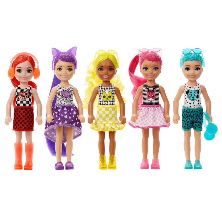 Кукла Барби Челси Сюрприз Цветное перевоплощение Barbie Color Reveal Chelsea Color-Block Series Doll