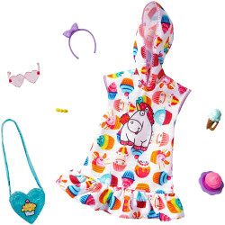 Одежда для кукол Барби Barbie Storytelling Fashion Pack Inspired by Minions Hoodie Dress & 6 Accessories