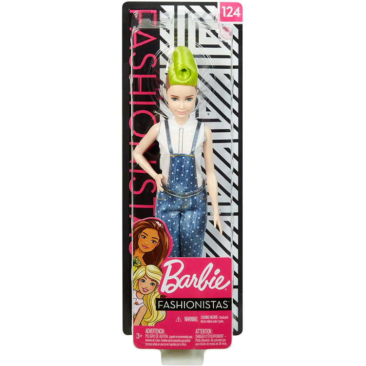 Barbie Fashionistas Doll With Green Striped Mohawk & Denim Overalls - Includes Outfit & Accessories - View #9