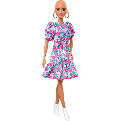 Кукла Барби Модница Barbie Fashionistas Doll with No-Hair Look Wearing Pink Floral Dress 150