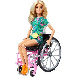 Кукла Барби Модница на инвалидной коляске Barbie Fashionistas Doll with Wheelchair & Ramp, Crimped Long Blonde Hair 165