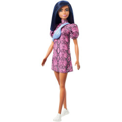 Кукла Барби Модница Barbie Fashionistas Doll with Blue Hair Wearing Pink & Black Dress 143