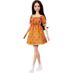 Кукла Барби Модница Barbie Fashionistas Doll with Long Brunette Hair Wearing Polka Dot Orange Dress 160