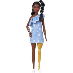 Кукла Барби Модница Barbie Fashionistas Doll with 2 Twisted Braids & Prosthetic Leg Wearing Star-Print Dress 146