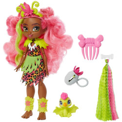 Кукла Фернесса и питомец Птилли Пещерный клуб с неоновой прядью Cave Club Fernessa Doll with Ptilly Dinosaur Pet & neon-bright hair