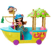 Игровой набор Лодка в джунглях Обезьянки Мерит Enchantimals Junglewood Boat & Merit Monkey Doll