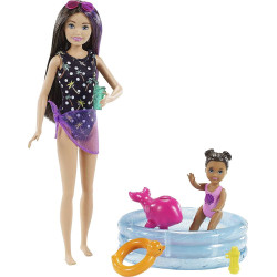 Кукла Барби Скиппер Няня Бассейн с малышкой Barbie Skipper Babysitters Inc. Playset with Toddler Small Doll, Pool