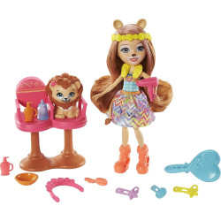 Игровой набор Стильный салон с куклой Лейси Лев Enchantimals Sunny Savanna Stylin’ Salon Playset Lacey Lion Doll