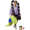Кукла Барби Экстра Модница с пушистой накидкой и длинными косичками Barbie Extra Doll #7 in Top, Shorts & Furry Shrug with Pet Pomeranian