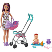 Кукла Барби Скиппер Няня с коляской и пупсом Barbie Skipper Babysitters Inc. Playset with Brunette Doll, Stroller, Baby