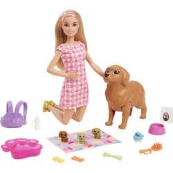 Уценка Кукла Барби с собакой и новорожденными щенками Barbie Newborn Pups Playset with Blonde Doll