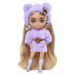 Кукла Барби Экстра Минис Модница в сиреневом пушистом наряде Barbie Extra Minis #4 Fluffy Purple Outfit with Matching Teddy Ears