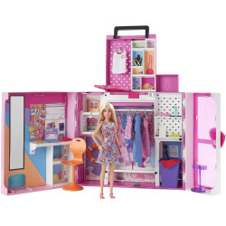 Игровой набор Барби Двухэтажный шкаф Мечты с куклой  и одеждой Barbie Fashionistas Dream Closet (HGX57)