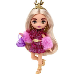 Кукла Барби Экстра Минис Модница в блестящем платье Barbie Extra Minis #8 Shimmery Dress & Furry Shrug