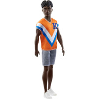 Лялька Кен Моднік Barbie Ken Fashionistas Doll, Sporty Orange Jersey, Shorts Twisted Black Hair 203