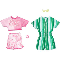 Одежда для кукол Барби и Кена Barbie & Ken Fashions 2-Pack, Pink Dream T-shirt, Skirt and Green Jumper Outfits