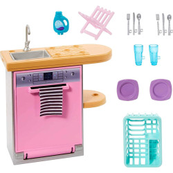 Игровой набор Барби Кухня с мойкой и Посудомоечная машина Barbie Doll House Decor Kitchen Set with Dishwasher