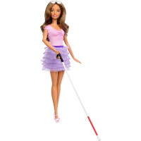 Кукла Барби Модница Незрячая с тростью Barbie Fashionistas Blind Pink Top and Ruffled Skirt with Cane 228 (HRH17)