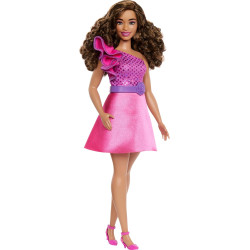 Кукла Барби Модница Шатенка в розовом блестящем платье Barbie Fashionistas 65th Anniversary Pink Sparkly Dress, Curvy Brown Hair 225 (HRH22)
