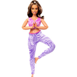 Кукла Барби Йога Двигайся как я Пышная брюнетка Barbie Made to Move Brunette Curvy Body Sports Top & Pants (HRH29)