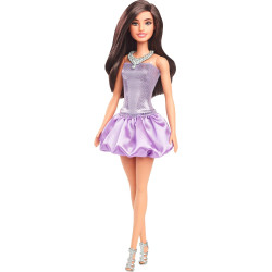 Кукла Барби Модница Шатенка в сиреневом платье баллон с пайетками Barbie Fashionistas Sequined Purple Bubble Dress, Brown Hair 234 (HYT92)