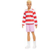 Кукла Кен Барби Модник Блондин в поло в бело-красную полоску Barbie Ken Fashionistas Red and White Striped Polo Shirt 241 (HYV01)