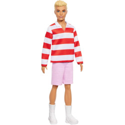Кукла Кен Барби Модник Блондин в поло в бело-красную полоску Barbie Ken Fashionistas Red and White Striped Polo Shirt 241 (HYV01)