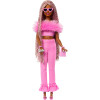 Кукла Барби Делюкс Стиль с косичками в розовом костюме с мехом Barbie Deluxe Style #4 in Soft Pink Barbiecore Jumpsuit (HYV28)
