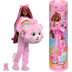 Кукла Барби Заботливые Мишки в костюме розового цвета Barbie Cutie Reveal Care Bears Cheer Bear Costume (JCN95)