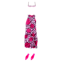 Одежда для кукол Барби Розовое платье с леопардовым принтом Barbie Style Complete Looks Pink Leopard-Printed Dress (JJN86)
