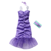 Одежда для кукол Барби Лавандовое платье с кружевным принтом Barbie Style Complete Looks Lavendar Lace-Printed Dress (JJN89)