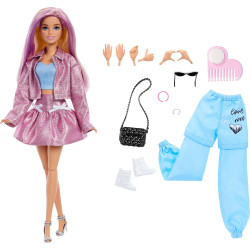 Кукла Барби Делюкс Стиль в розовой юбке металлик и куртке Barbie Deluxe Style Metallic Pink Barbiecore Skirt and Jacket (JNC61)